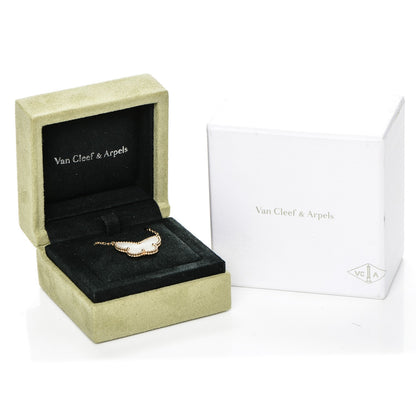 Van Cleef & Arpels 18K Yellow Gold Mother of Pearl Lucky Alhambra Butterfly Pendant Necklace 6 of 6