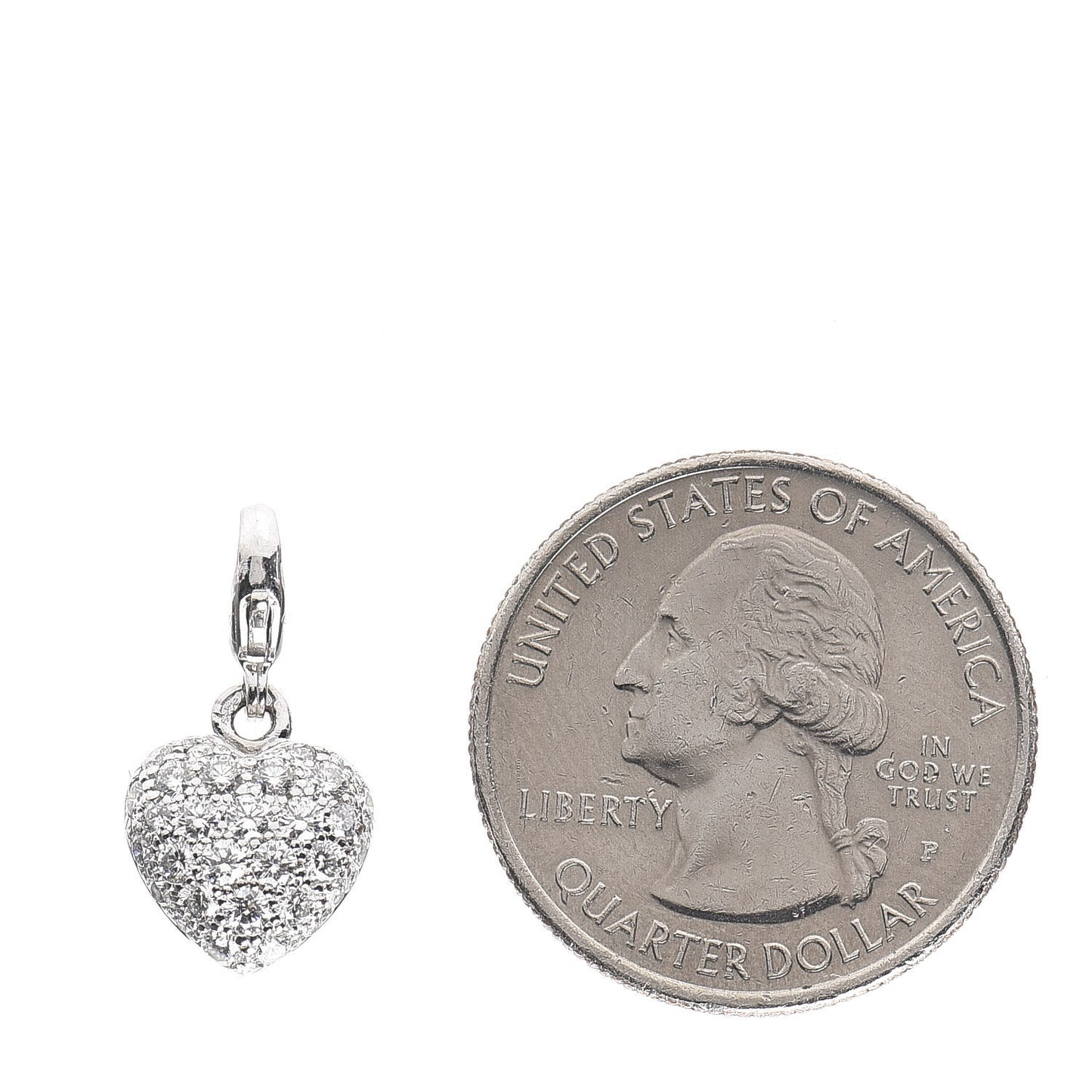 18K White Gold Diamond Heart Charm Pendant