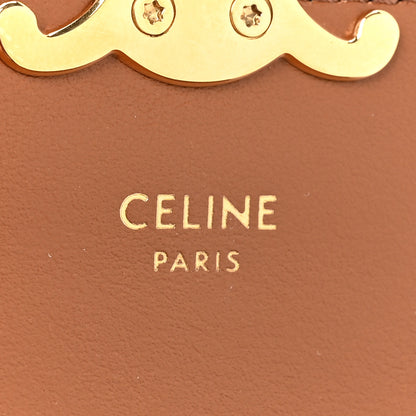Celine Triomphe Canvas Calfskin Flap Card Holder Tan 7 of 10