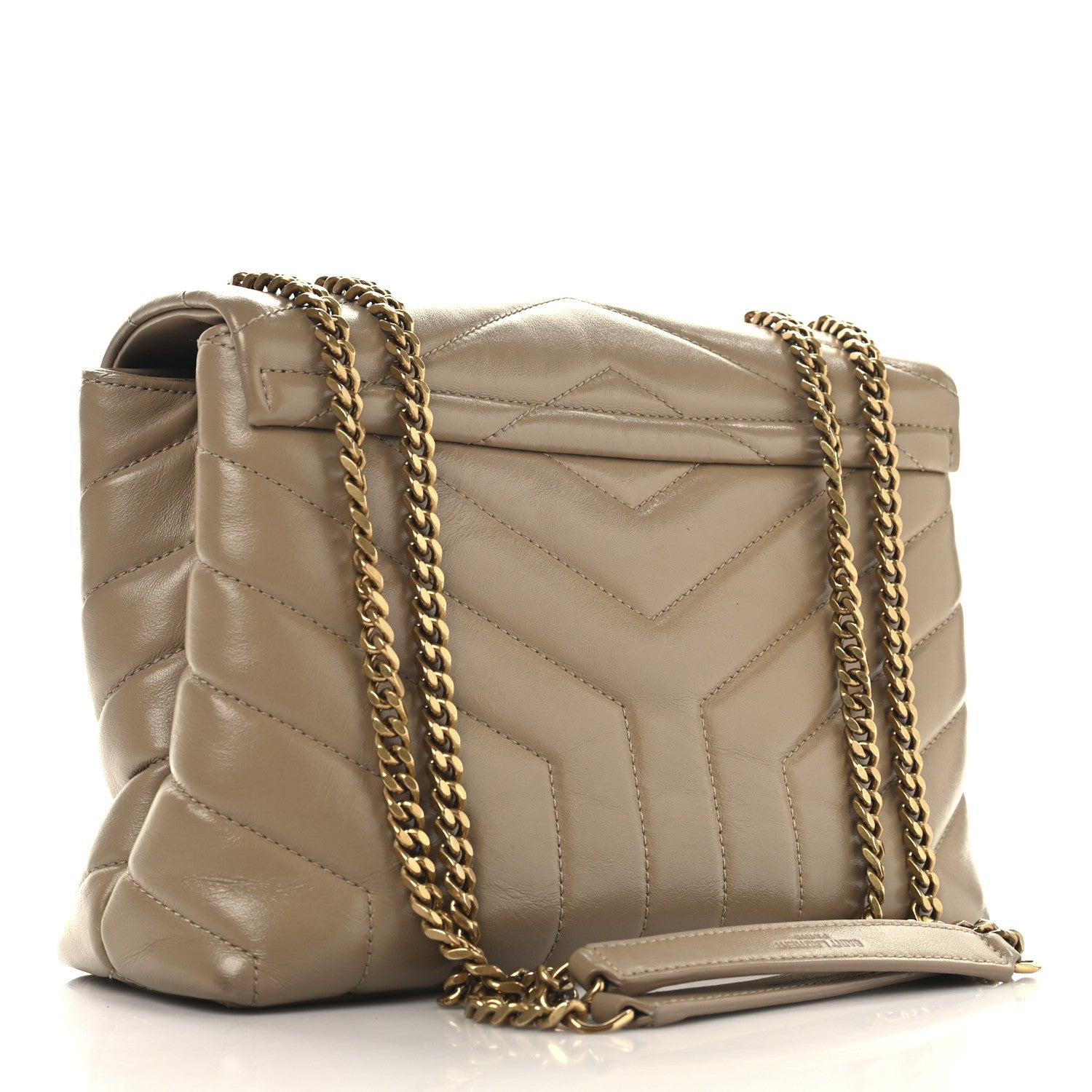 Saint Laurent Calfskin Y Quilted Monogram Small Loulou Chain Satchel Dark Beige 2 of 13