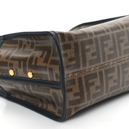 Fendi Glazed Fabric Vitello Century FF 1974 Stamp Patch Mini Peekaboo Defender Cover Mogano Panna Black 10 of 11
