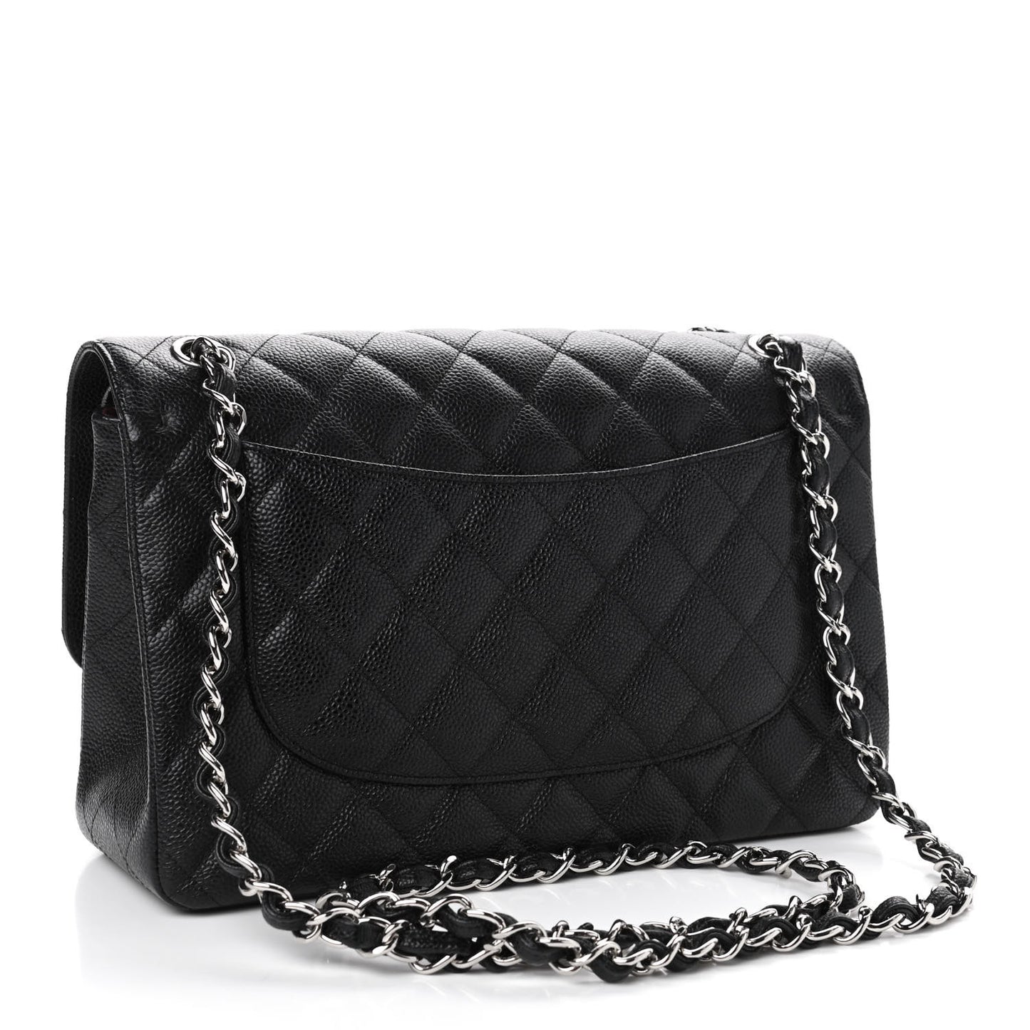 Caviar Quilted Jumbo Double Flap Black