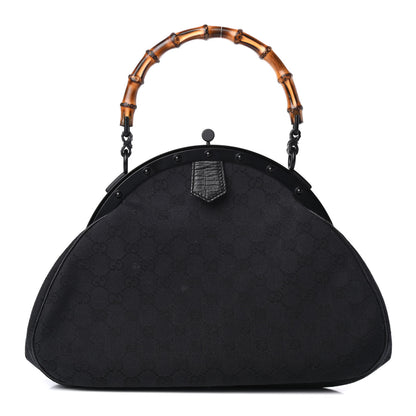 Gucci Monogram Bamboo Top Handle Bag Black 1 of 4