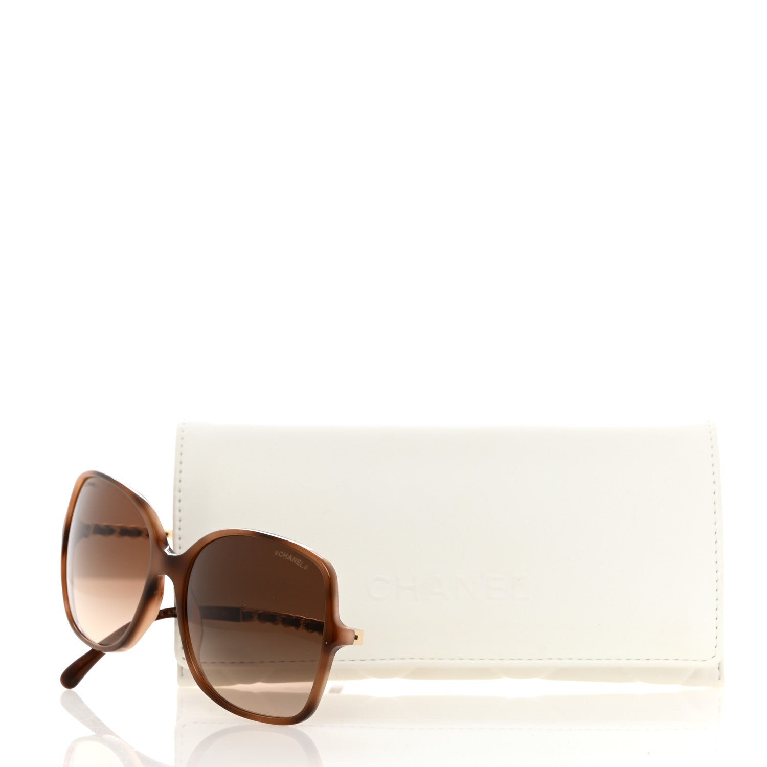 Chanel Acetate Metal Lambskin Chain Square Sunglasses 5210-Q Brown 8 of 8