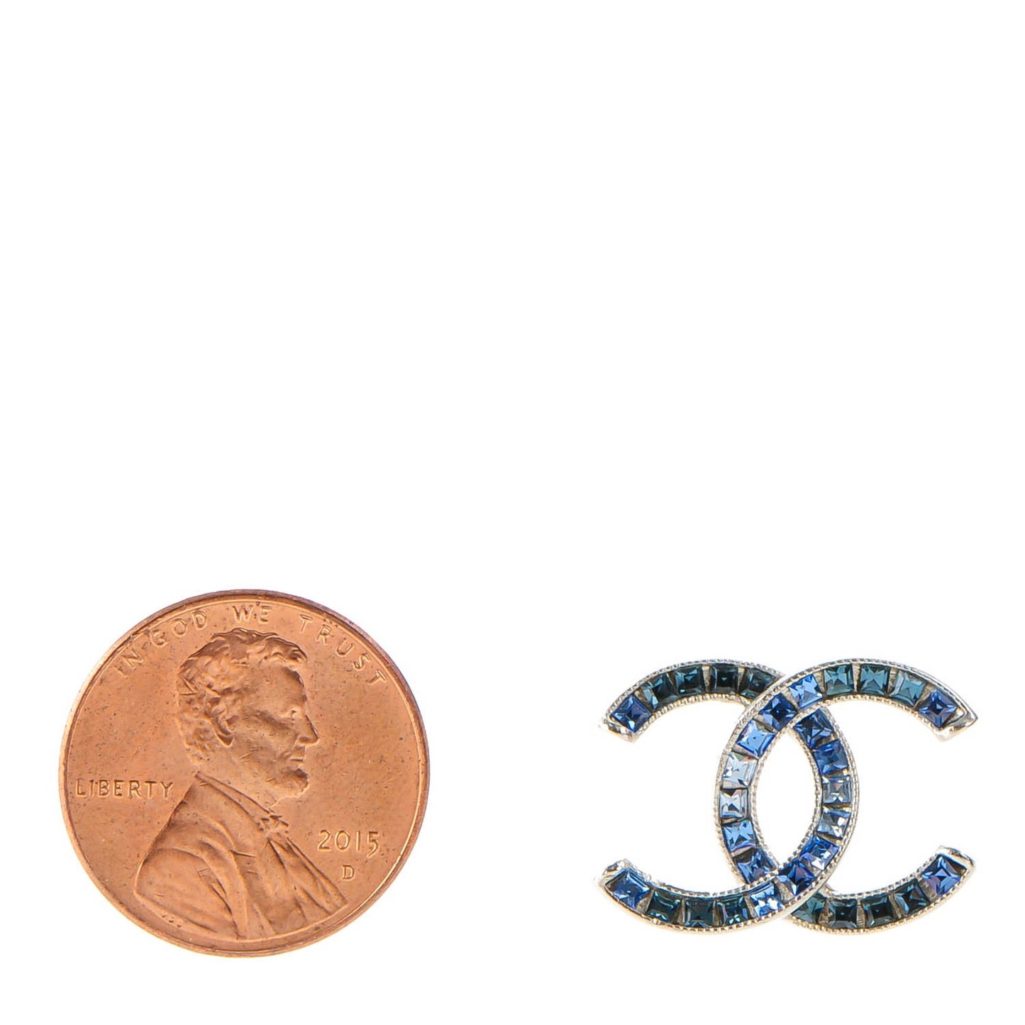 Crystal Baguette CC Earrings Blue
