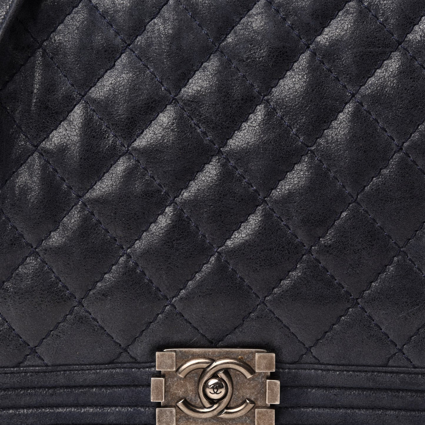 Iridescent Calfskin Quilted New Medium Gentle Boy Flap Navy