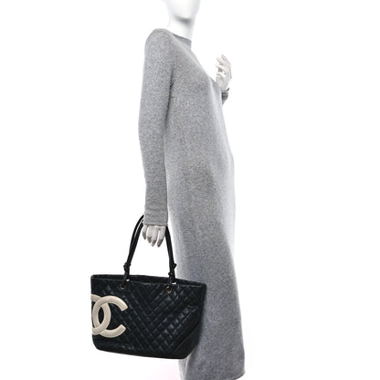 Chanel Calfskin Quilted Large Cambon Tote Black White 2 of 12
