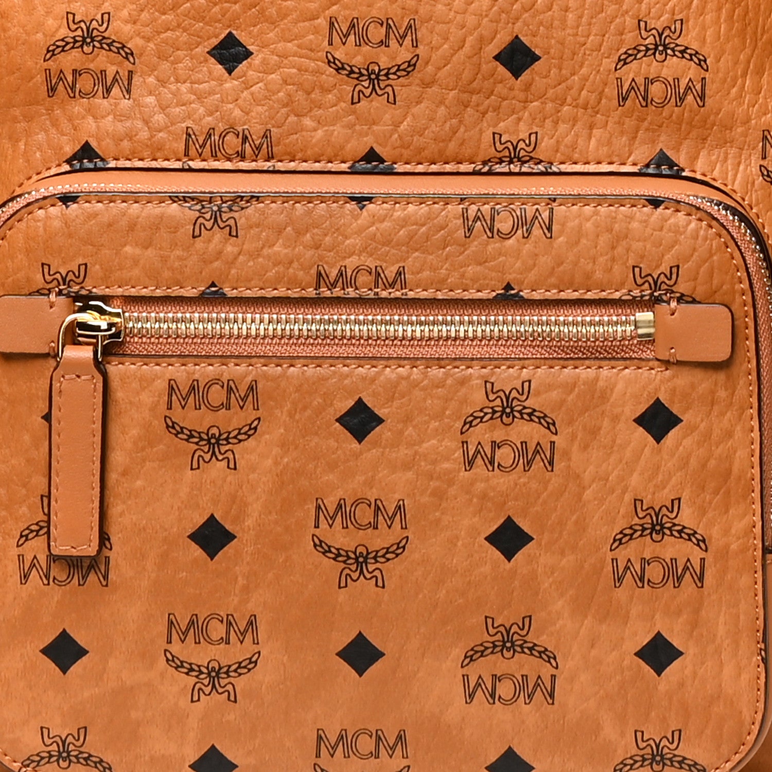 MCM Visetos Mens Medium Stark Backpack Cognac 7 of 9