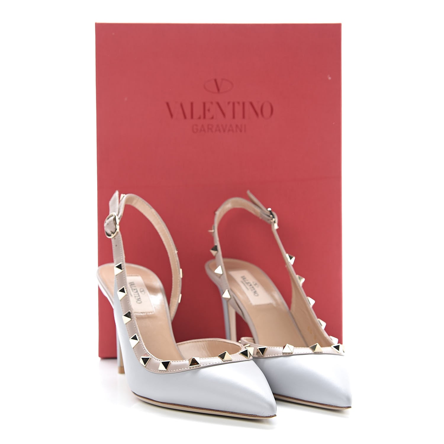 Valentino Garavani Nappa Rockstud Half D'Orsay Slingback 85mm Pumps 37.5 Grey Poudre 9 of 9