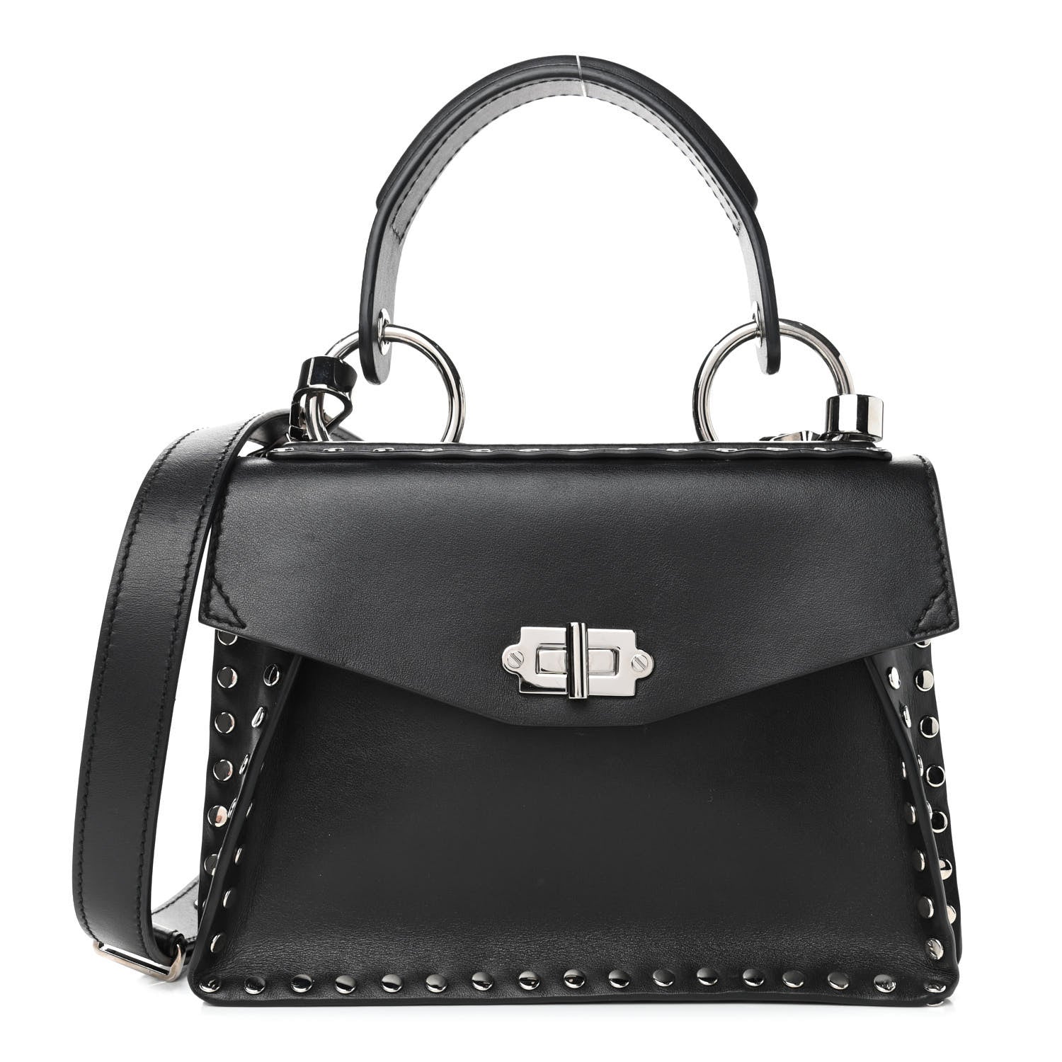 Proenza Schouler Calfskin Small Studded Hava Top Handle Bag Black 1 of 4
