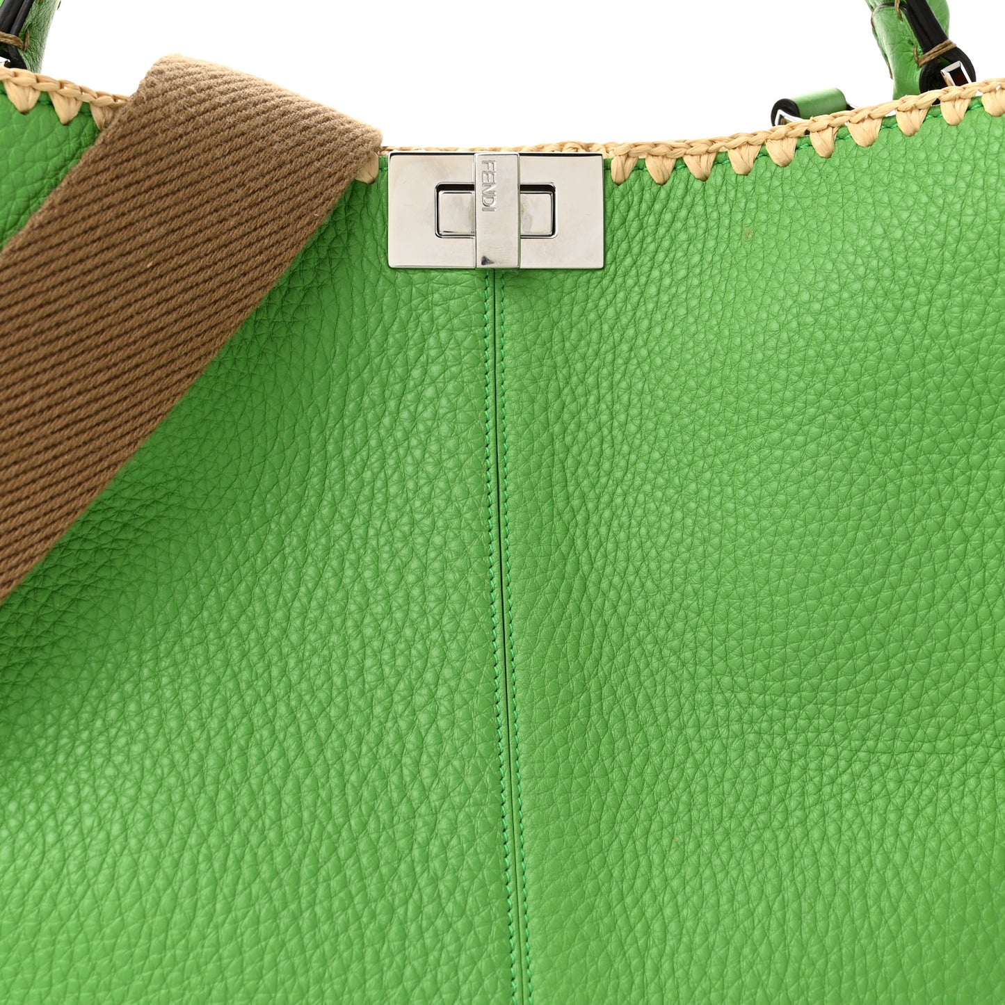 Cuoio Romano Selleria Raffia Bi-Color Woven Medium Peekaboo X-Lite Tomatillo Paglia