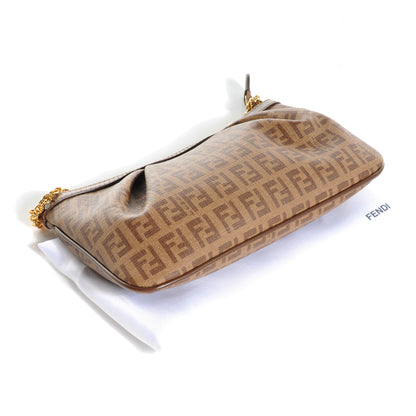 Fendi Zucchino Spalmati Vitello Mini Forever Chain Strap Pochette Nocciola Castagna 4 of 9