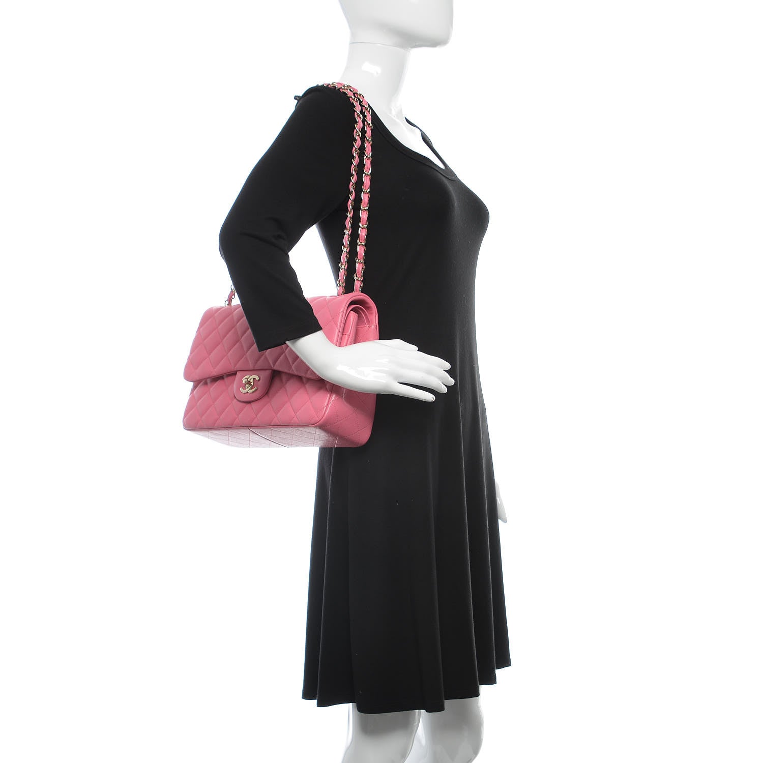 Chanel Caviar Quilted Jumbo Double Flap Pink 2 of 10