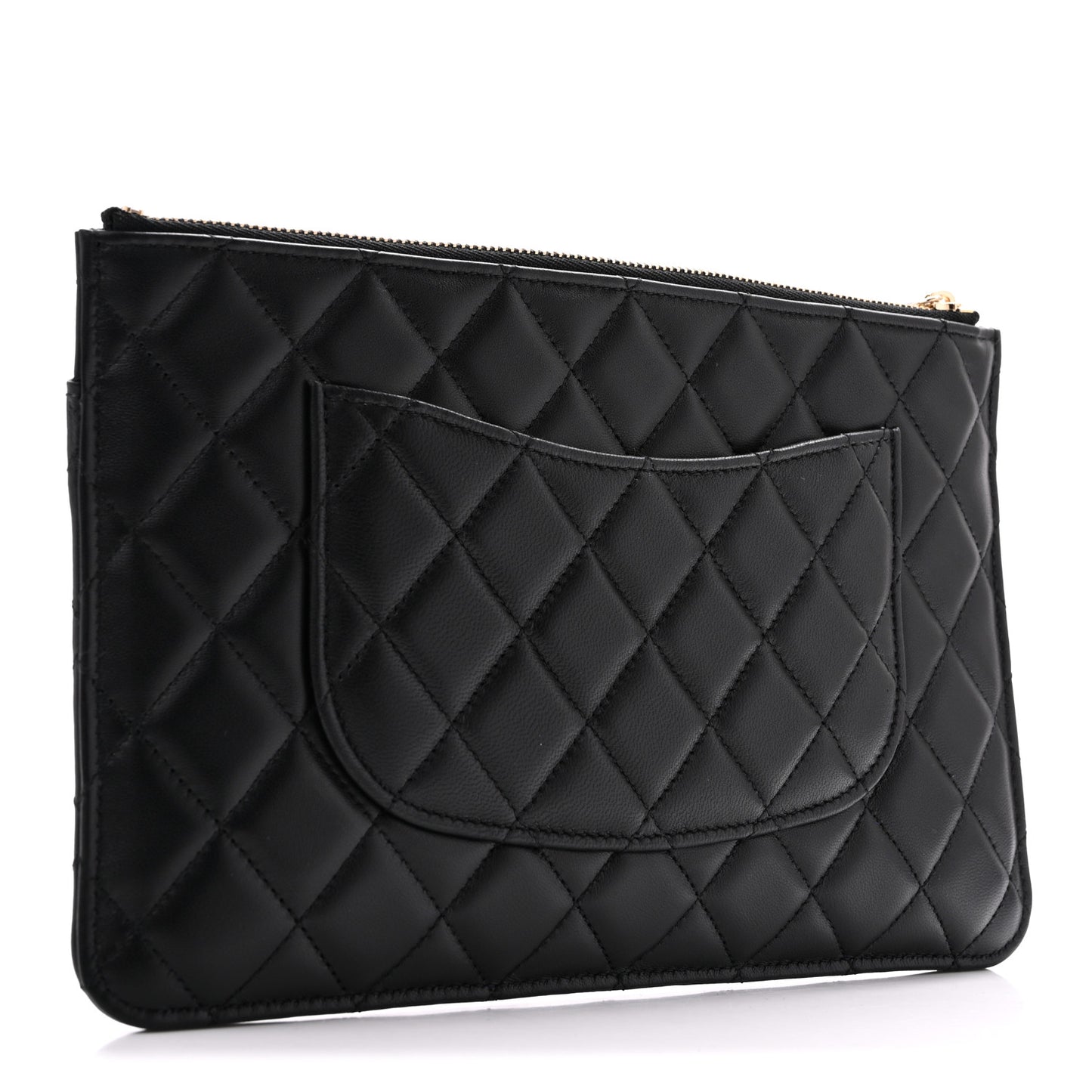 Lambskin Quilted Sunset Boulevard Pouch Case Black Pink