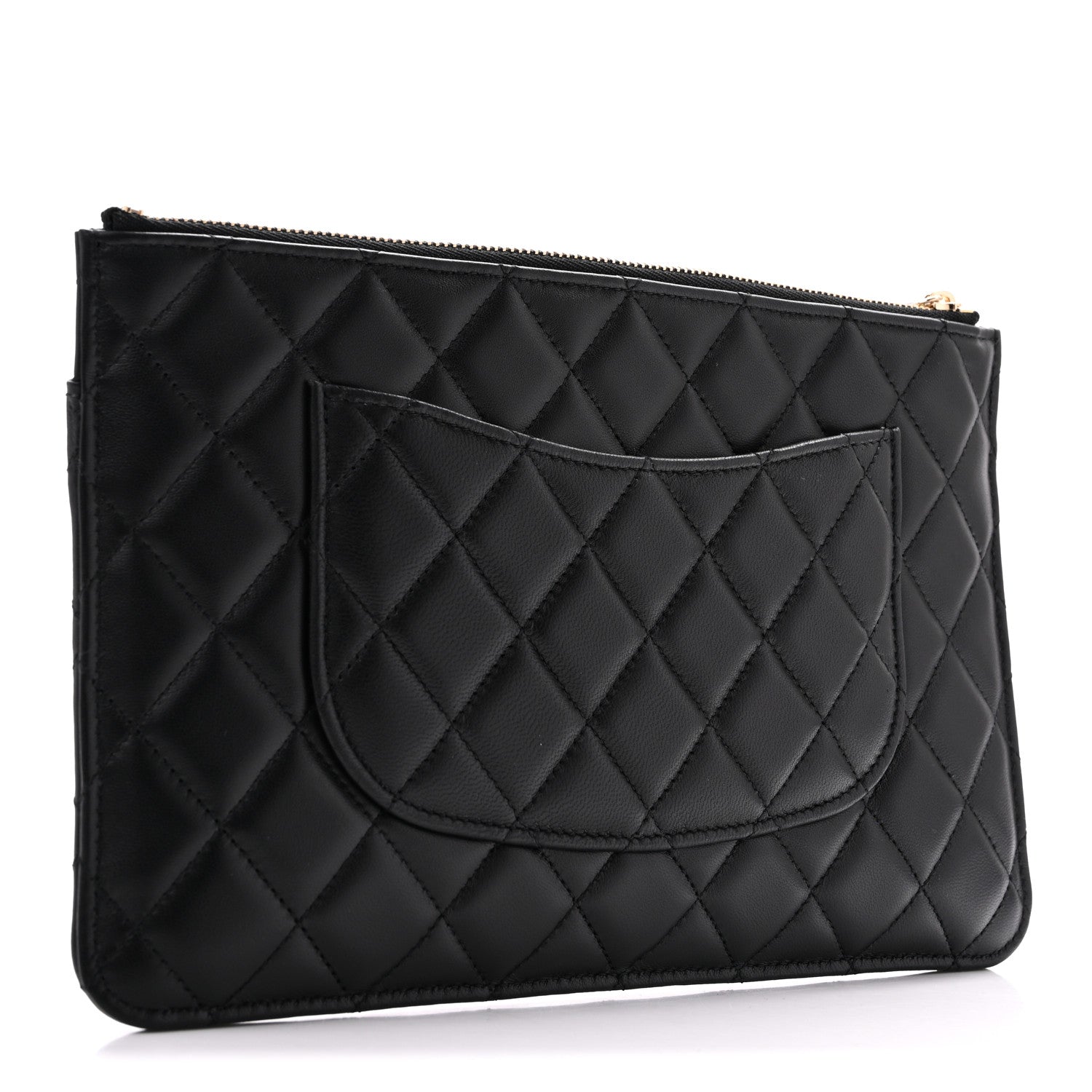 Chanel Lambskin Quilted Sunset Boulevard Pouch Case Black Pink 4 of 9