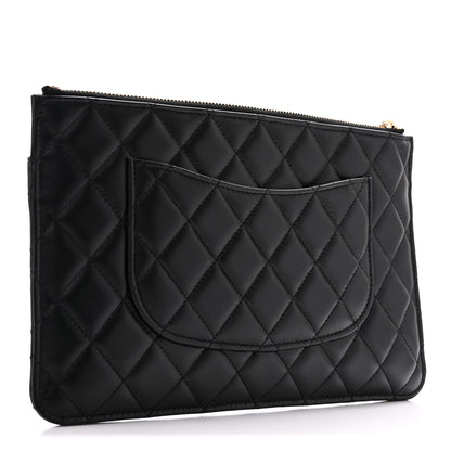 Chanel Lambskin Quilted Sunset Boulevard Pouch Case Black Pink 4 of 9
