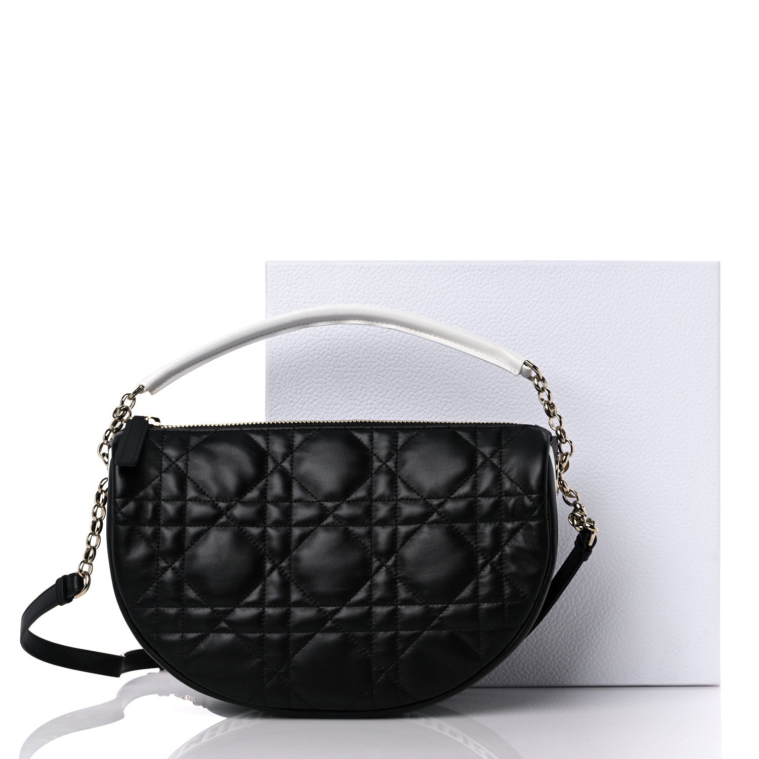 Christian Dior Lambskin Cannage Medium Dior Vibe Hobo Bag Black 11 of 11