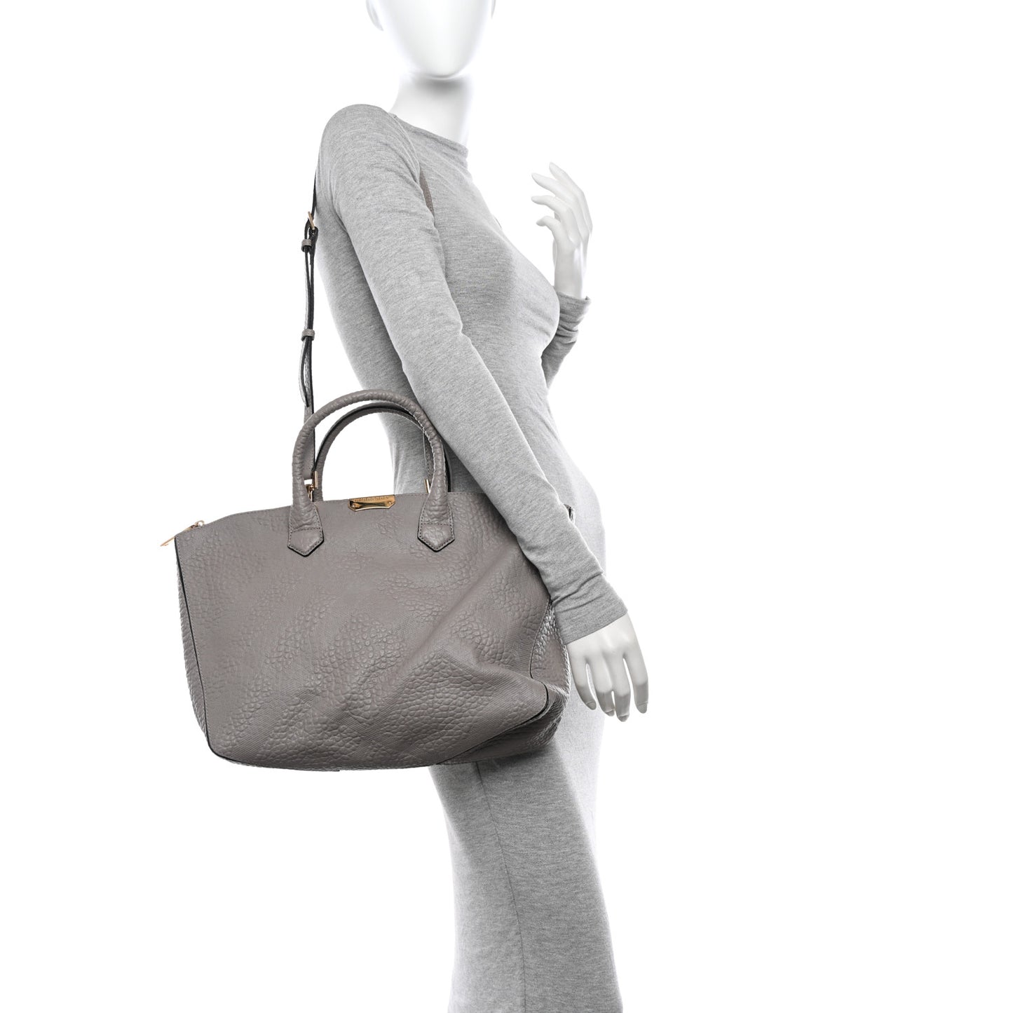 Heritage Grain Check Embossed Medium Dewsbury Tote Pale Grey