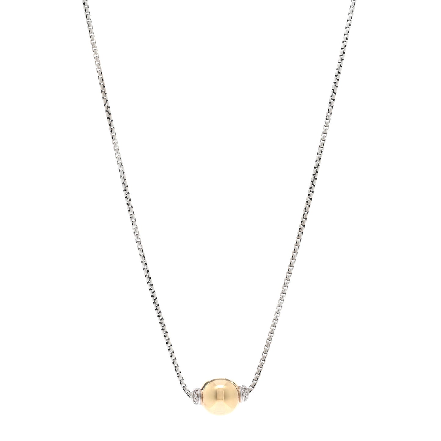Sterling Silver 18K Yellow Gold Diamond 10mm Solari Pendant Necklace