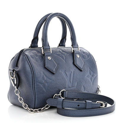 Louis Vuitton Metallic Empreinte Monogram Giant Speedy Bandouliere 20 Navy Nacre 3 of 11