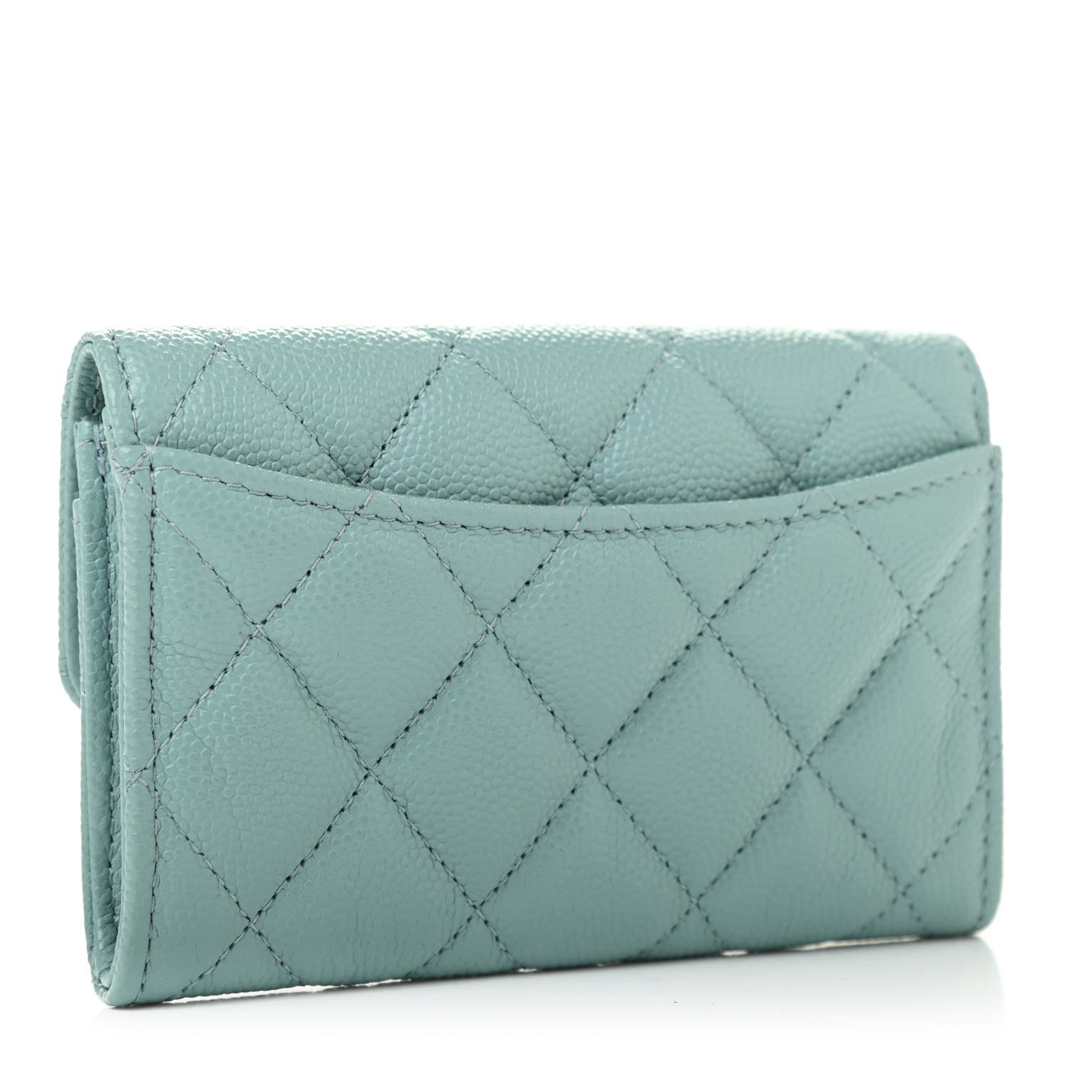 Chanel Caviar Quilted Flap Card Holder Wallet Light Blue 3 of 8
