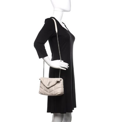 Saint Laurent Lambskin Quilted Toy Loulou Puffer Monogram Chain Satchel Crema Soft 2 of 13