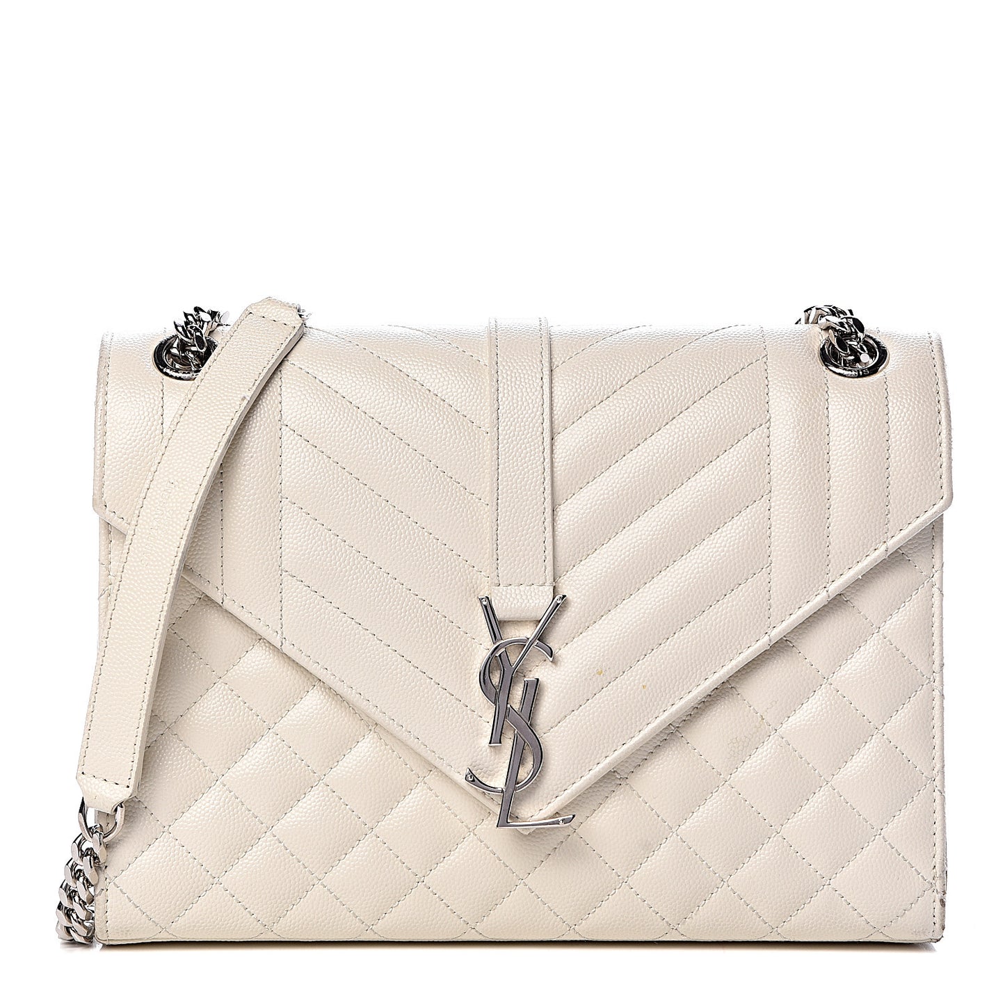 Grain De Poudre Textured Mixed Matelasse Medium Triquilt Monogram Satchel Porcellana