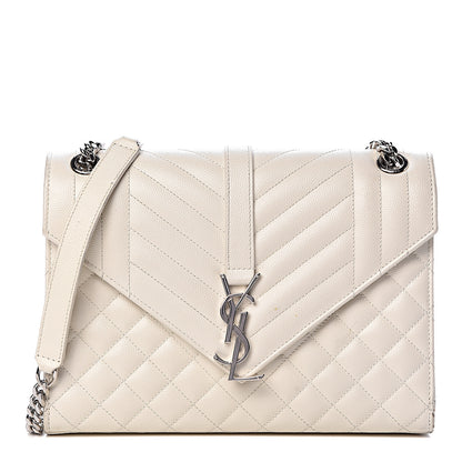 Saint Laurent Grain De Poudre Textured Mixed Matelasse Medium Triquilt Monogram Satchel Porcellana 1 of 18