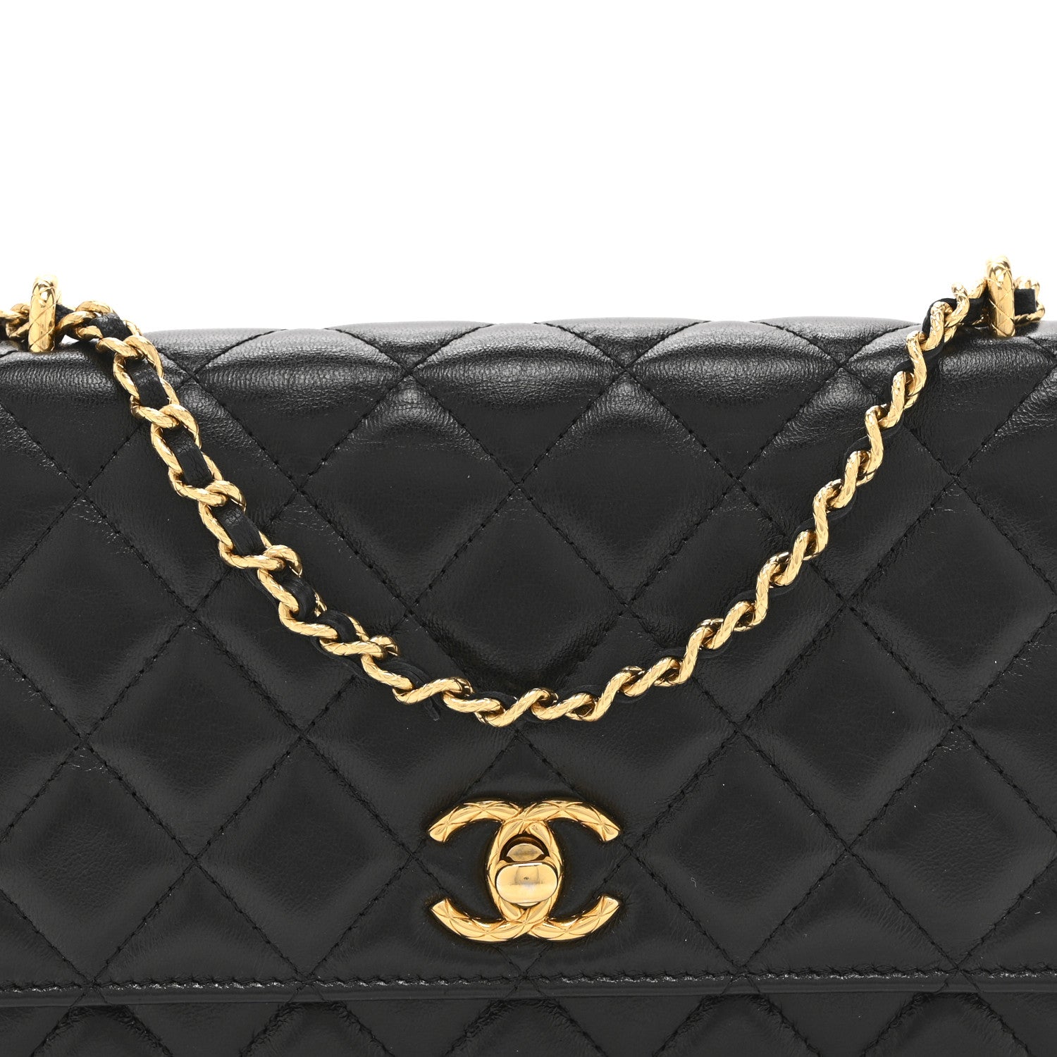 Chanel Shiny Lambskin Quilted Dynasty Wallet On Chain WOC Black 9 of 12