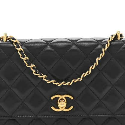 Chanel Shiny Lambskin Quilted Dynasty Wallet On Chain WOC Black 9 of 12