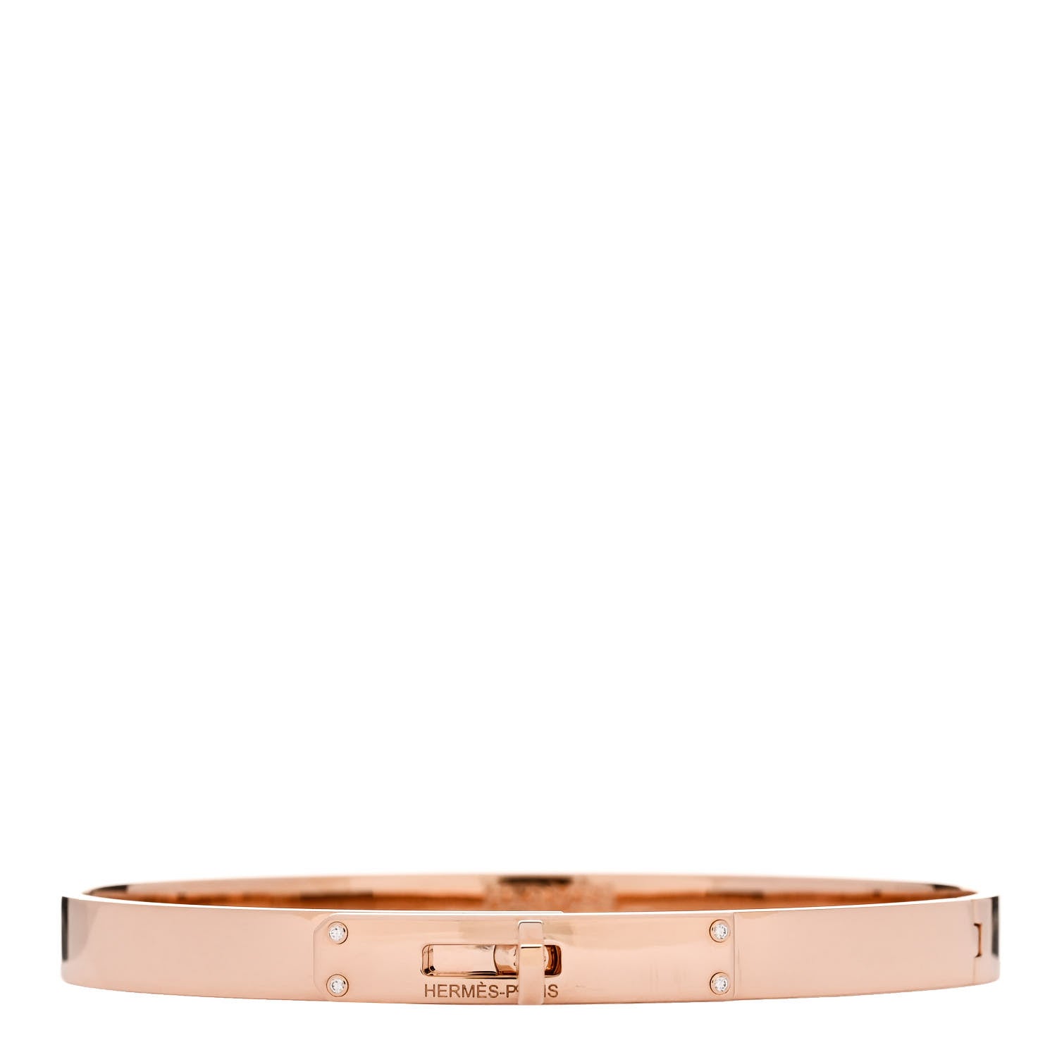 Hermes 18K Rose Gold Diamond PM Kelly Bracelet ST 1 of 4