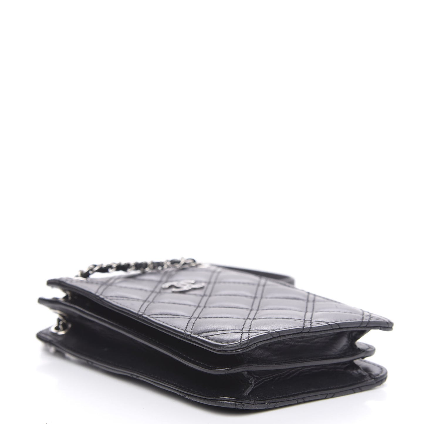 Calfskin Quilted Crossbody CC Phone Holder Black