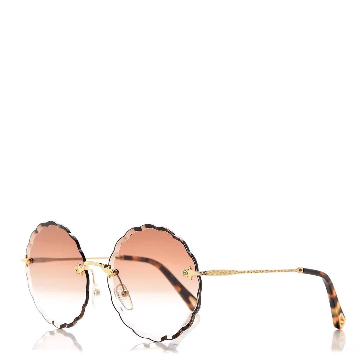 Rosie Bevelled Round Sunglasses CE142S Gold Gradient Brown