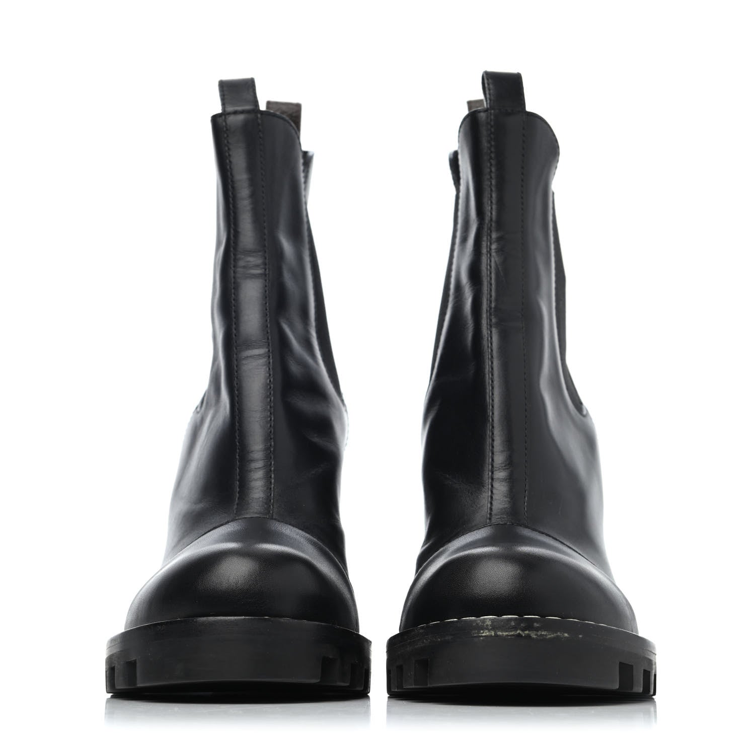Louis Vuitton Calfskin Monogram Uniformes Chelsea Lug Sole 80mm Ankle Boots 37.5 Black 2 of 4