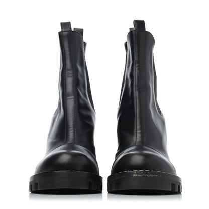 Louis Vuitton Calfskin Monogram Uniformes Chelsea Lug Sole 80mm Ankle Boots 37.5 Black 2 of 4