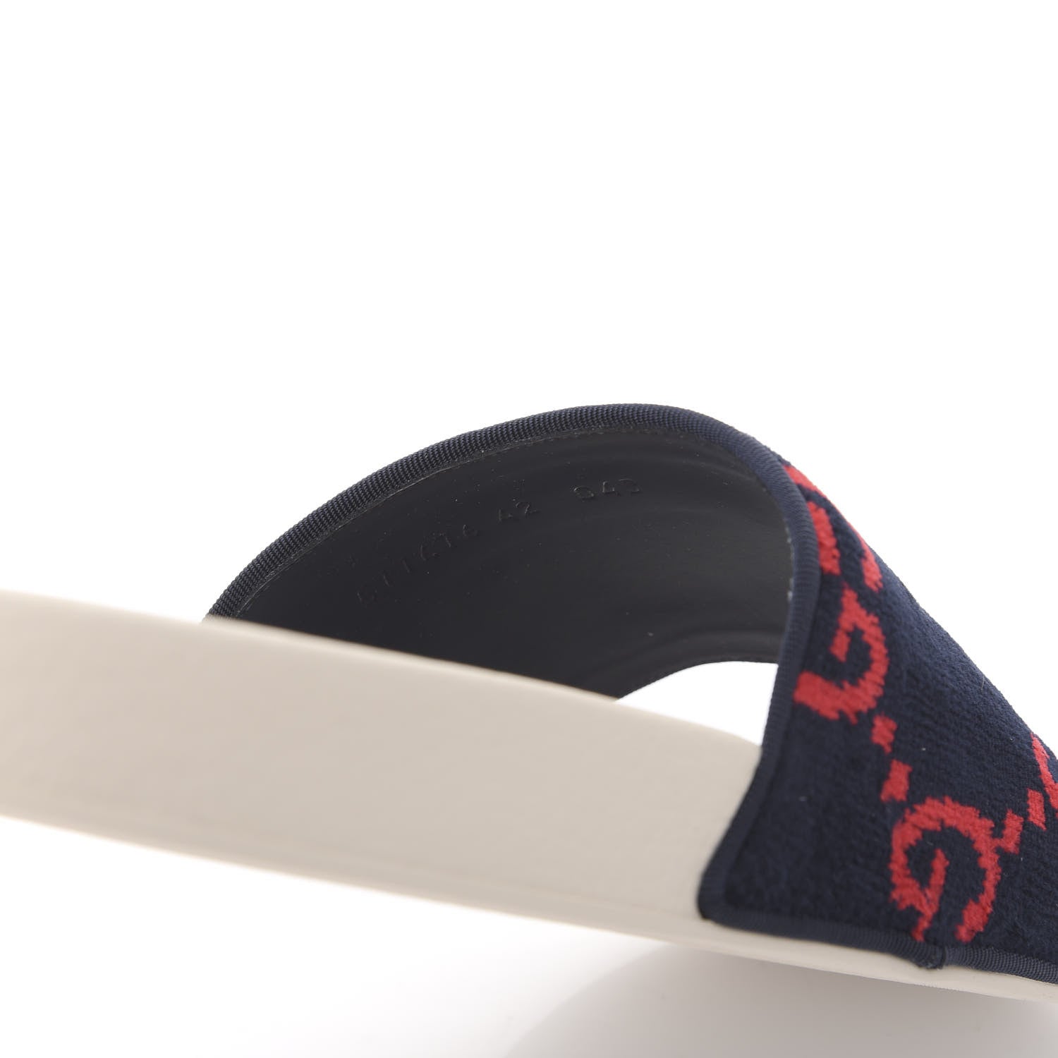Gucci Velvet GG Monogram Slide Sandals 42 Blue Red 8 of 9