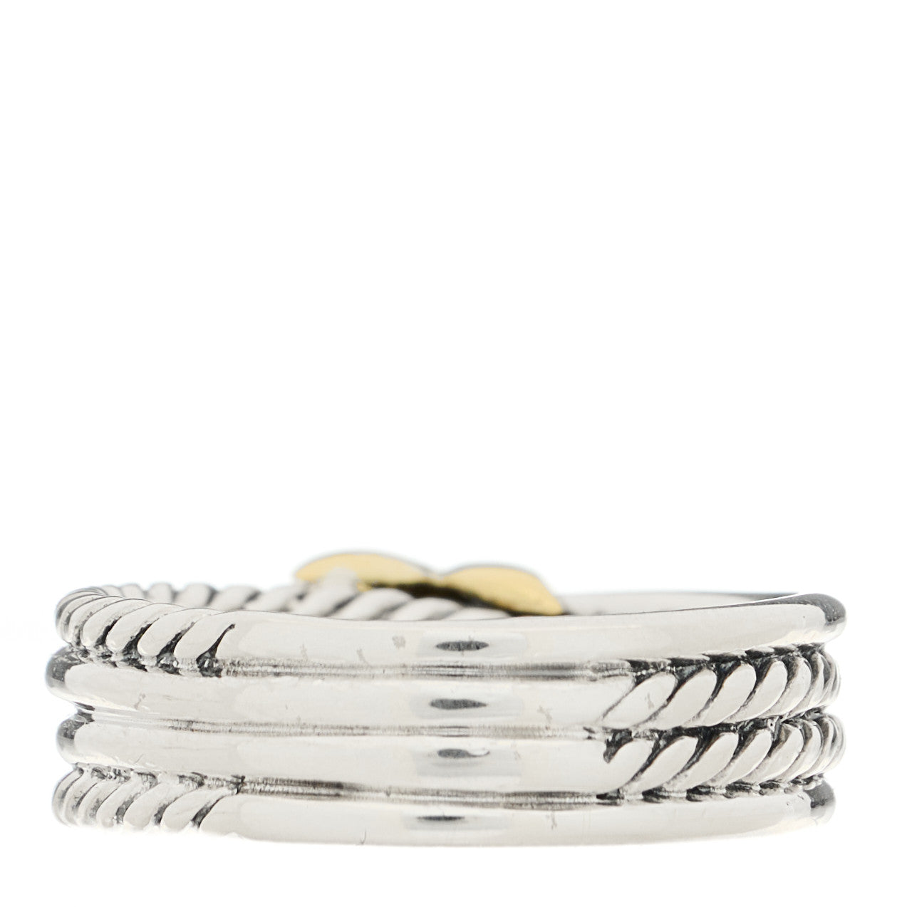 David Yurman Sterling Silver 18K Yellow Gold 6mm X Crossover Ring 54 7 3 of 4