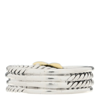 David Yurman Sterling Silver 18K Yellow Gold 6mm X Crossover Ring 54 7 3 of 4