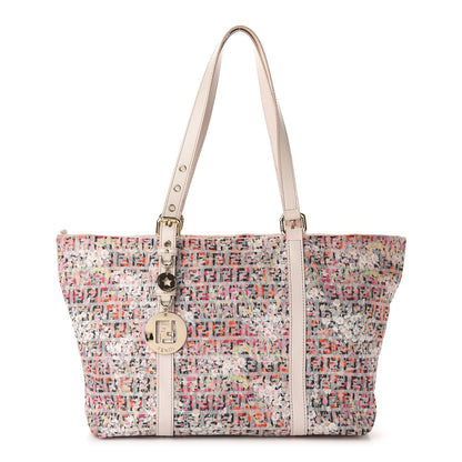 Fendi Zucchino Vitello Floral Forever Shopper Tote Rosa Papaya Rosa Confetto 1 of 10