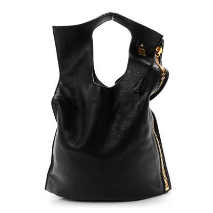 Tom Ford Grained Calfskin Large Alix Padlock Zip Shoulder Bag Black 1 of 10
