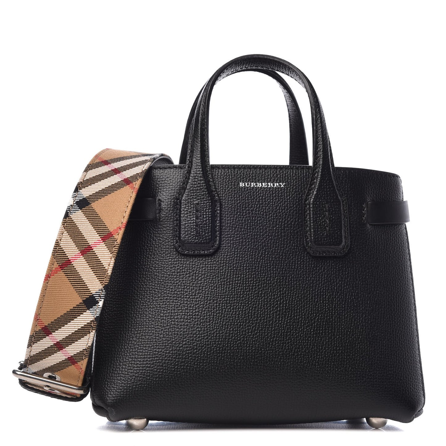 Grainy Calfskin House Check Baby Banner Tote Black