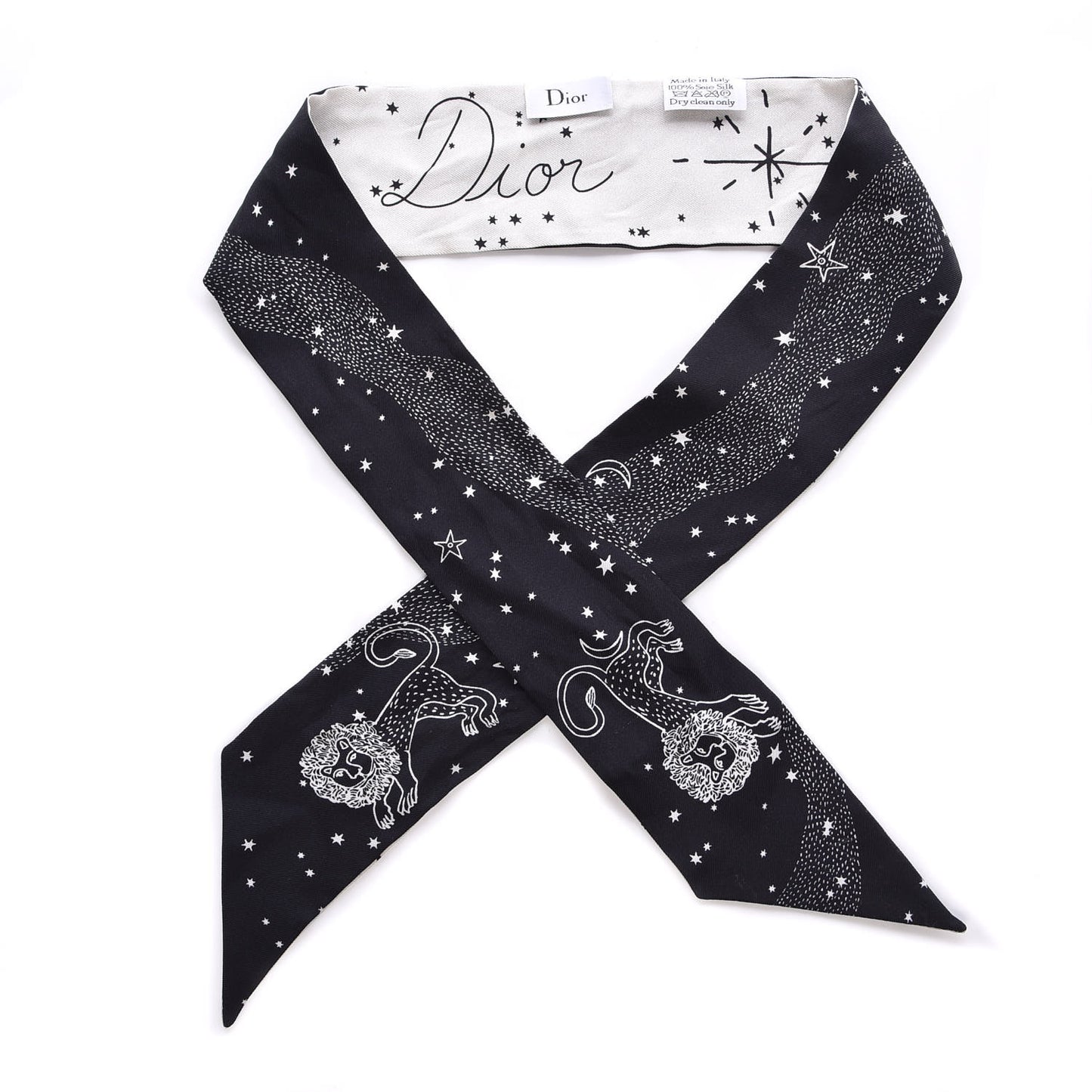 Silk Zodiac Leo Mitzah Scarf Black