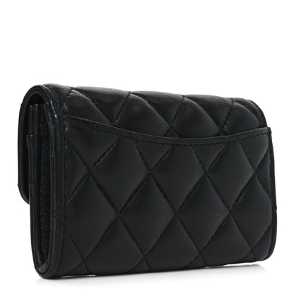 Chanel Lambskin Quilted Flap Card Holder Wallet So Black 3 of 9