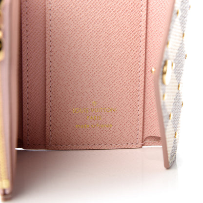 Louis Vuitton Damier Azur Studded Zoe Wallet Rose Ballerine 6 of 7