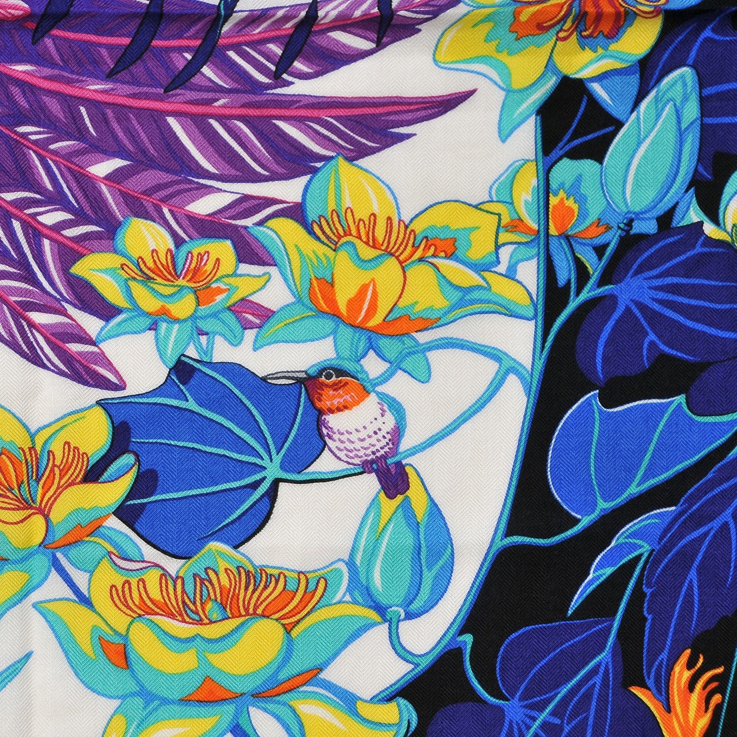 Cashmere Silk Flamingo Party Shawl 140 Rouge Vif Blanc Bleu