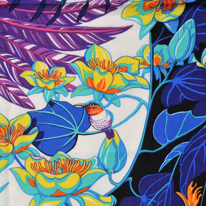 Hermes Cashmere Silk Flamingo Party Shawl 140 Rouge Vif Blanc Bleu 4 of 7