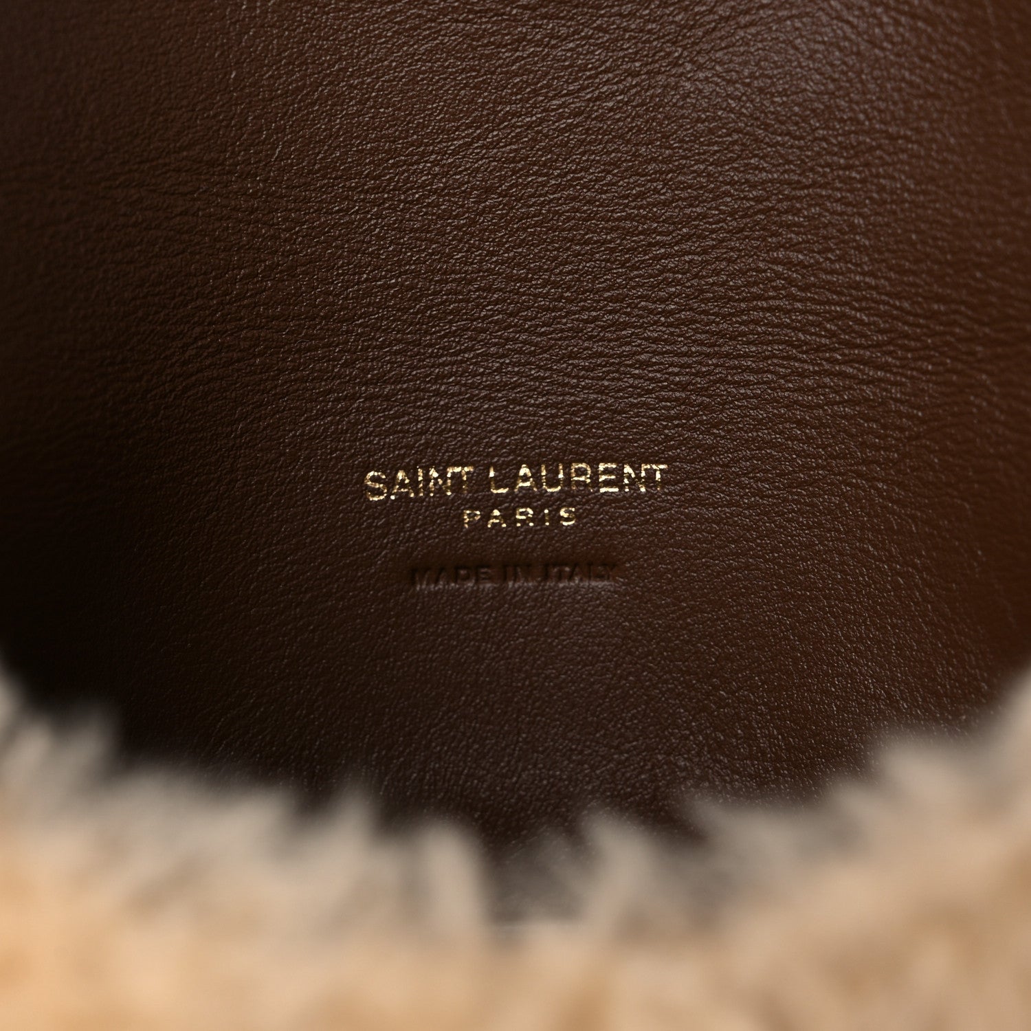 Saint Laurent Shearling Quilted Monogram Loulou Puffer Pouch Clutch Natural Beige Brick 8 of 10