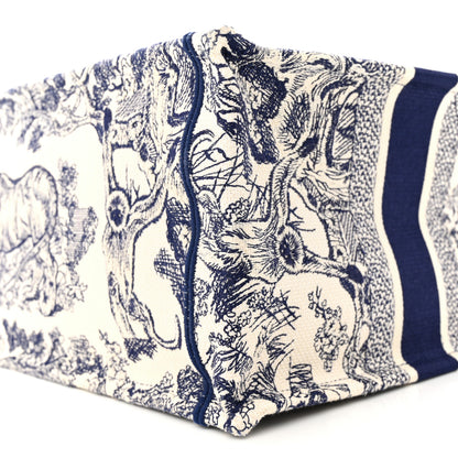 Christian Dior Canvas Embroidered Medium Dioriviera Toile De Jouy Book Tote Blue 10 of 17