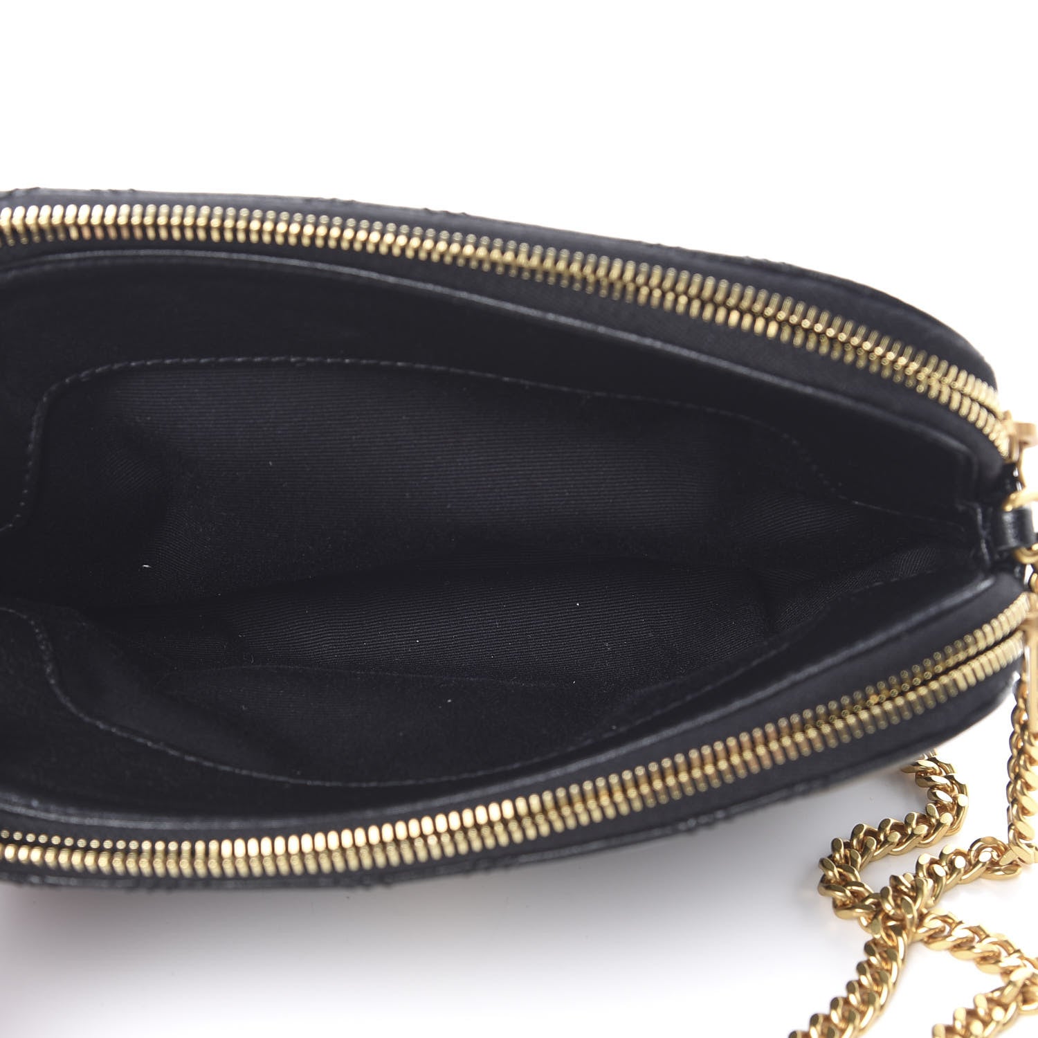 Saint Laurent Grained Lambskin Quilted Mini Becky Double Zip Bag Black 6 of 12