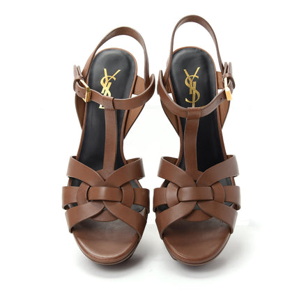 Saint Laurent Calfskin Tribute 75 Platform Sandals 36.5 Dark Cuoio 5 of 11